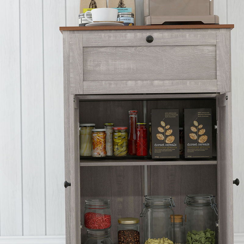 Accent Cabinet With Drawer, Light Gray