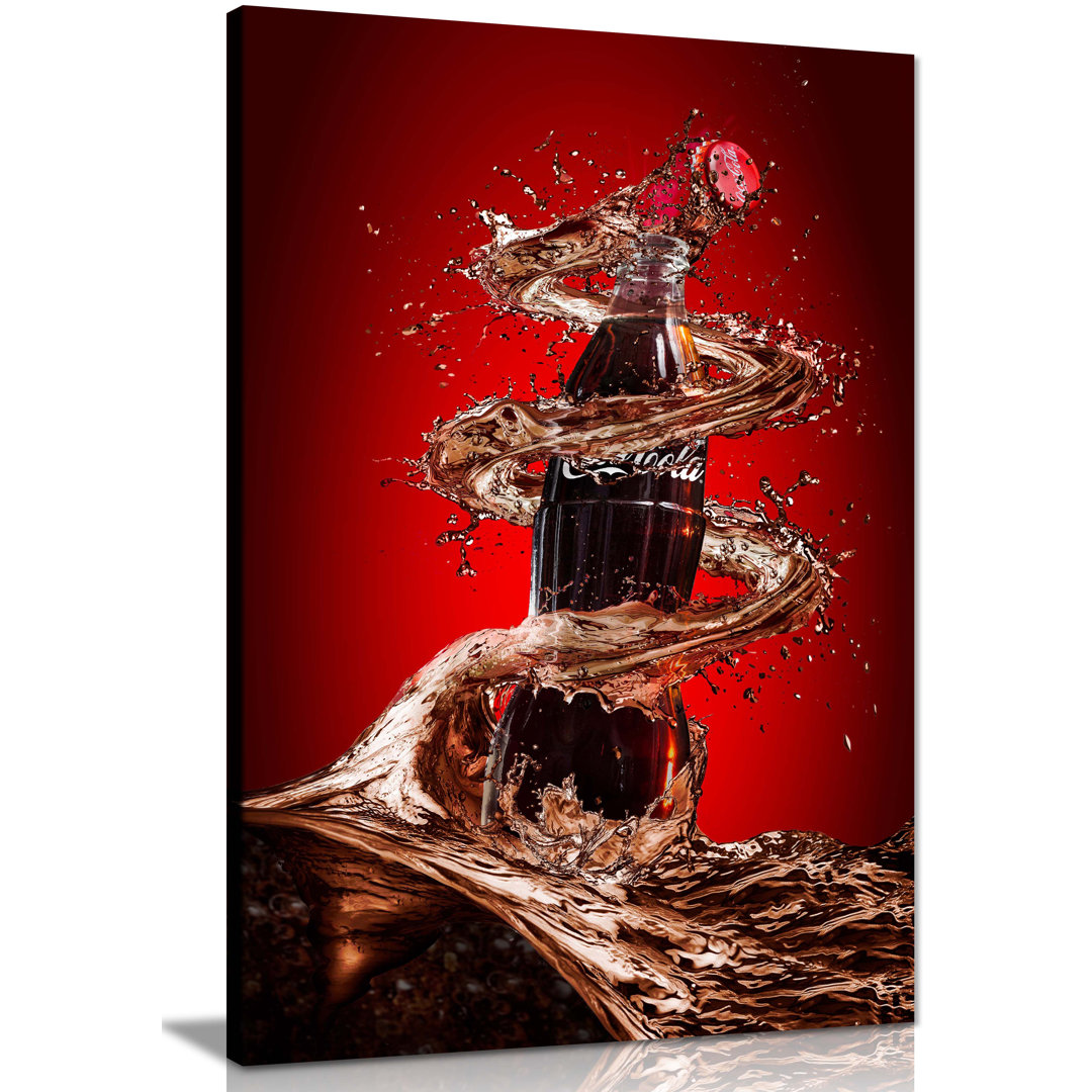 Coca Cola Splash Drink Artistic - Wrapped Canvas Art Prints