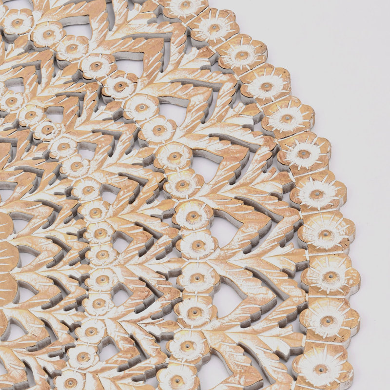 Mandala rond sculpté à la main en bois, décoration murale artistique 48 po