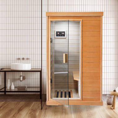 HOSAUNA Sauna de infrarrojo lejano de madera y respaldo de baja  EMF Home Saunas Room Interior 1260W Hecho de Canadian Hemlock Infrared  Therapy Sauna con 6 paneles de calefacción : Patio