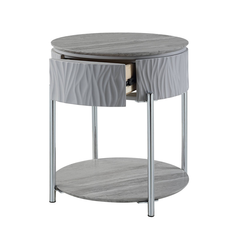 Table de bout ultrabrillante et chromée