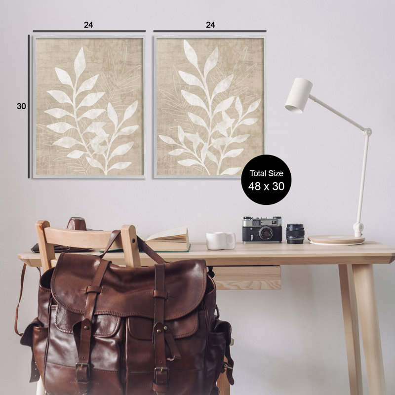 «Boho Botanical Leaf Silhouette», ensemble de 2 giclées encadrées par Natalie Carpentieri, H 30 po x l 24 po