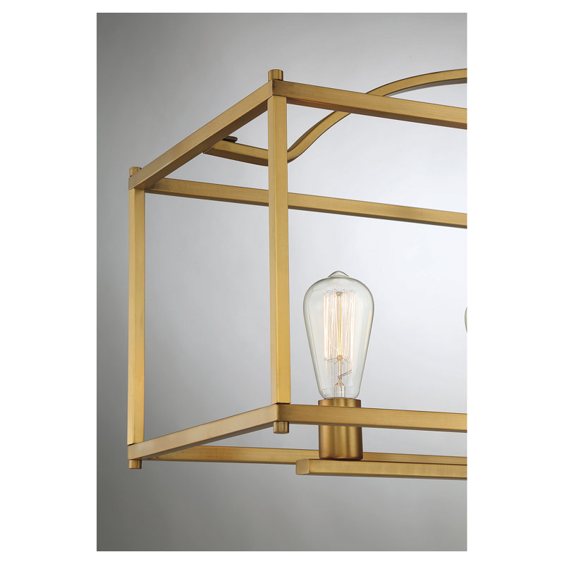 Hanne 5 - Light Kitchen Island Linear Pendant in Warm Brass, Warm Brass