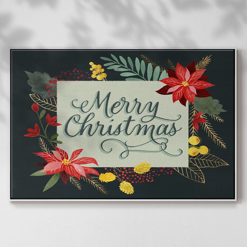 Bright Christmas Night I, H 17 po x l 25 po x P 2 po, Toile encadrée flottée blanche, Non