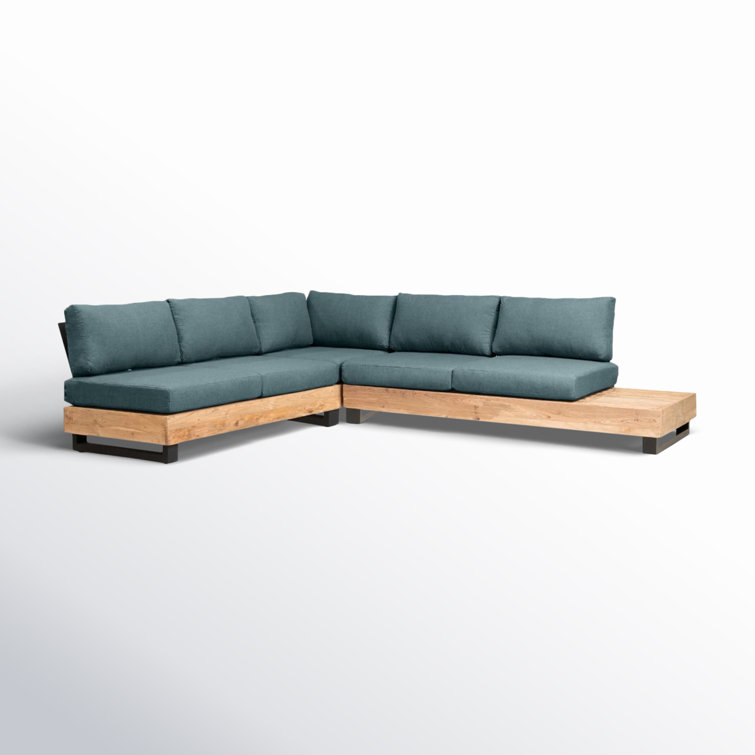 Combes Teak 5 - Person Modular Patio Conversation Sets with Sunbrella® Cushions
