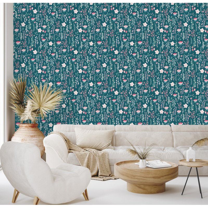 Peel & Stick Floral Tile, 2.08' W x 10.42' L