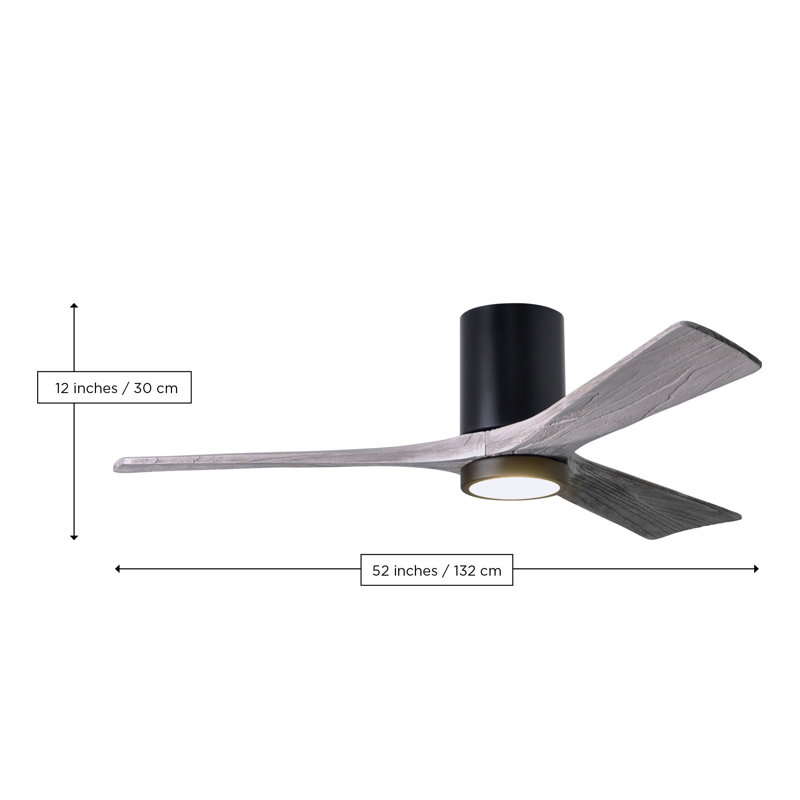 Irene LED Ceiling Fan, Gloss White, Barn Wood Tone, 52"