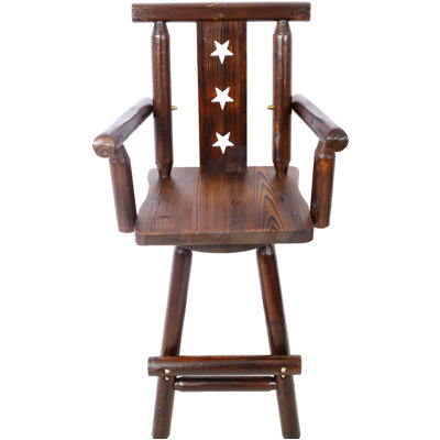 Alfordsville Rustic Bar Stool - Fir Wood Construction, Chair with Footrest,Wide Armrest, Rustic Kitchen Stool, Tall Bistro Chair for Dining Room, Rest