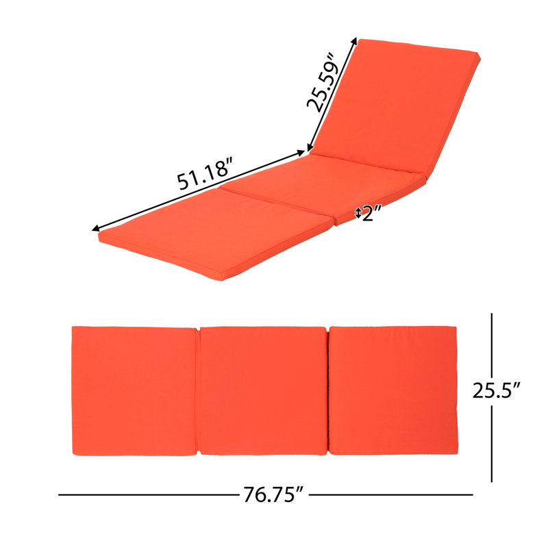 Rectangular Orange Outdoor Cushion - Water And , Orange, Waterproof, Fade Protected