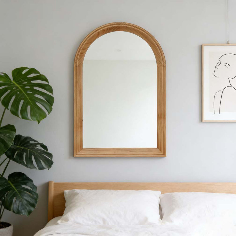Arched Wood Framed Wall Mirror