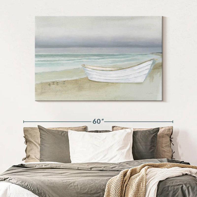 Mehar Serene Seaside With Boat, 34" H x 51" W