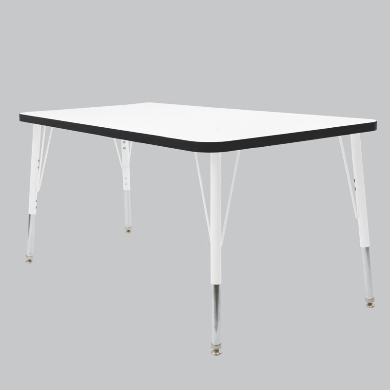 Table rectangulaire d'activités thermofusionnées avec pieds réglables et pivotants standard, H 30 po x l 30 po x P 48 po