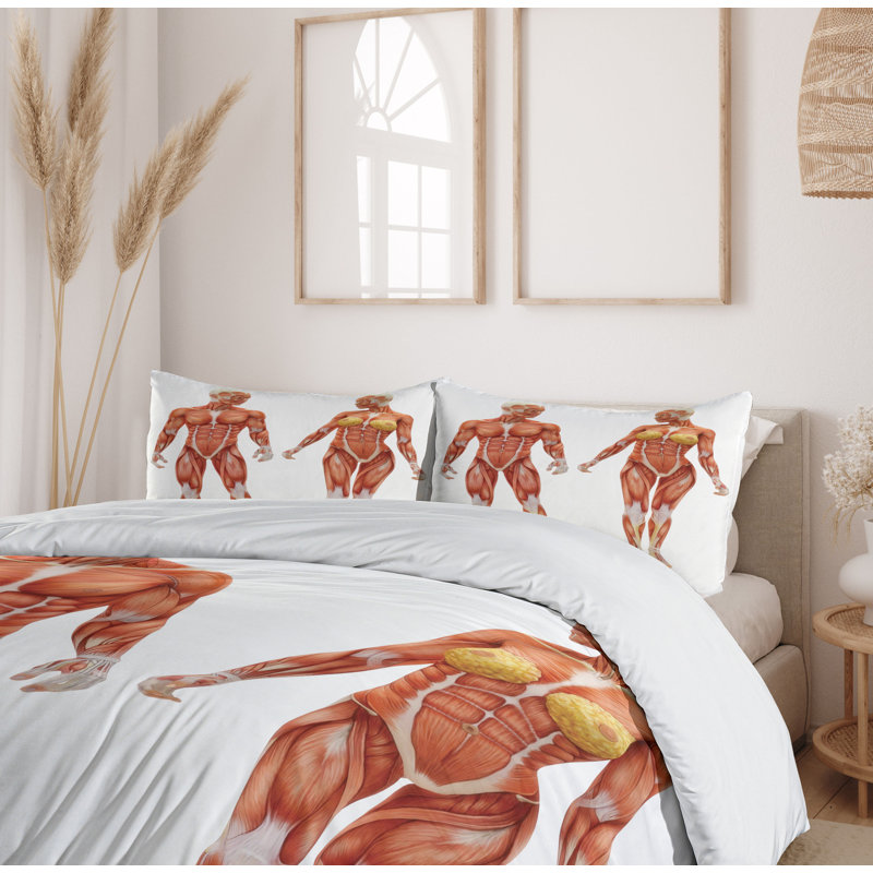 California King Coral Cotton Duvet Cover Set