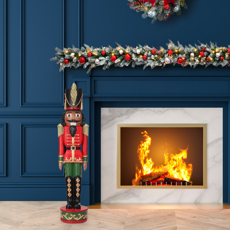 37" Christmas Nutcracker - Solid Resin Construction, Red/Green