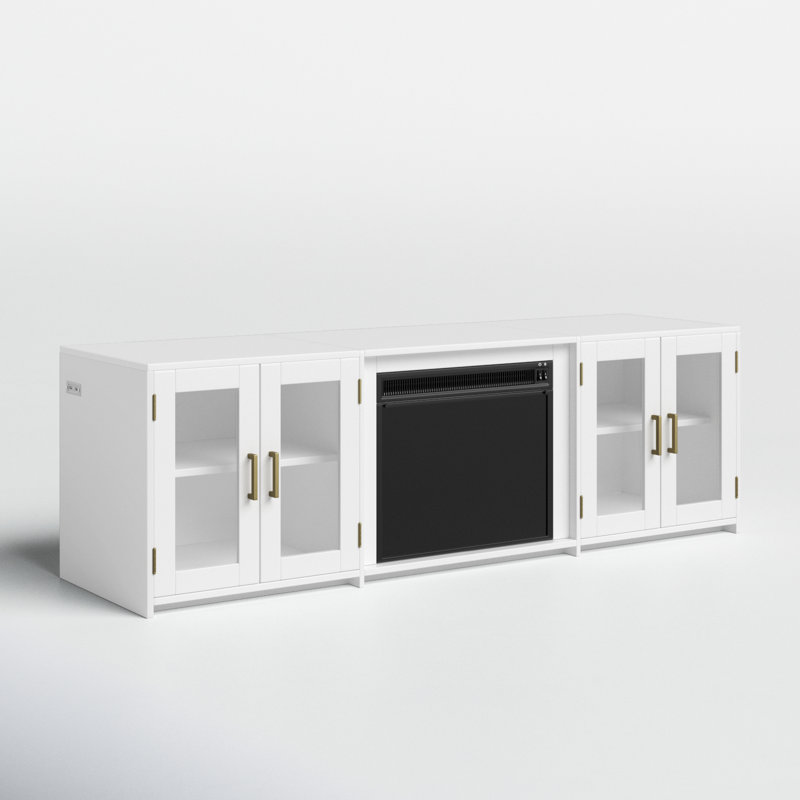 Kropf TV Stand with Fireplace Included, White