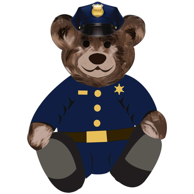 Décalcomanie murale teddy de police cop Coates, H 16 po x l 12 po