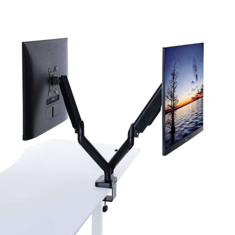 Dual Arm Black Adjustable Desktop Monitor Mount
