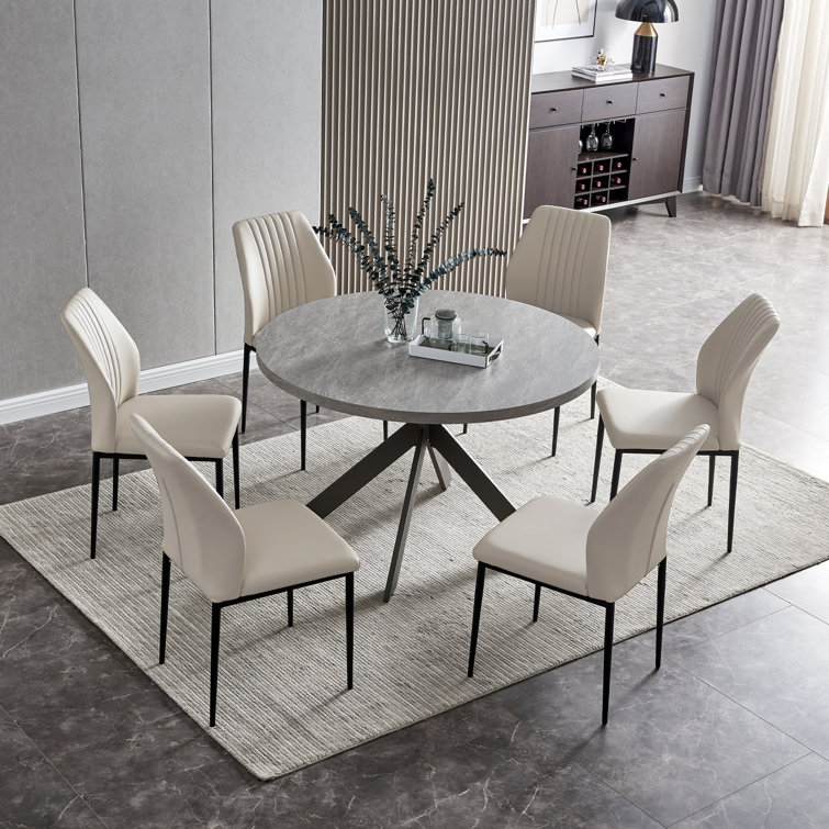 47.2"L Round Kitchen Dining Table With 35"H Dining Chair For 2-6 Person(Only Chair Backs, INCOMPLETE)