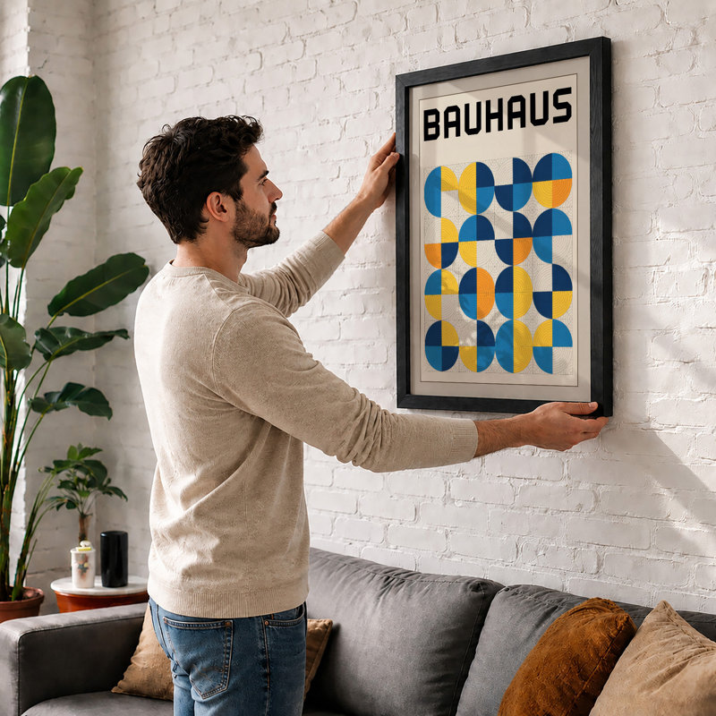 Bauhaus Study Geometric - Framed Print, A3 - 42.0 x 29.7 cm, White