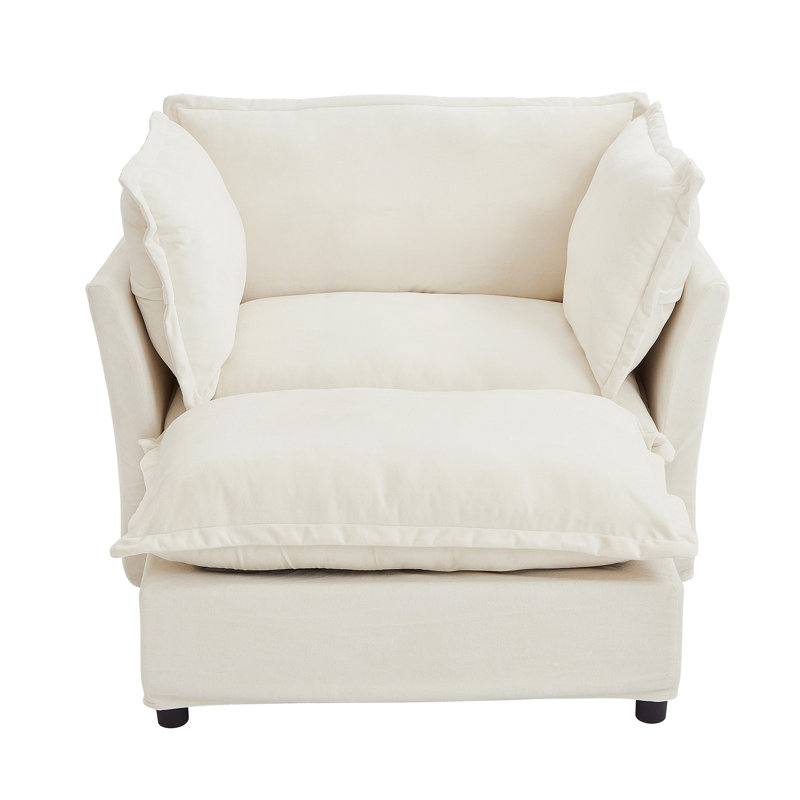 Canapé rembourré 47 "avec repose-pieds Danieal, Beige