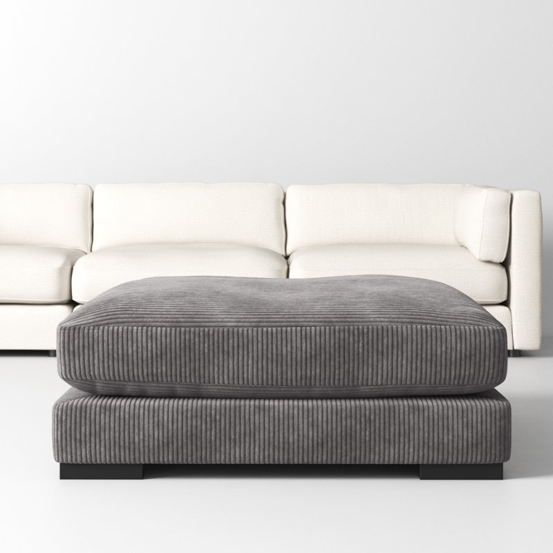 Lonsdale Upholstered Ottoman, Gray Corduroy