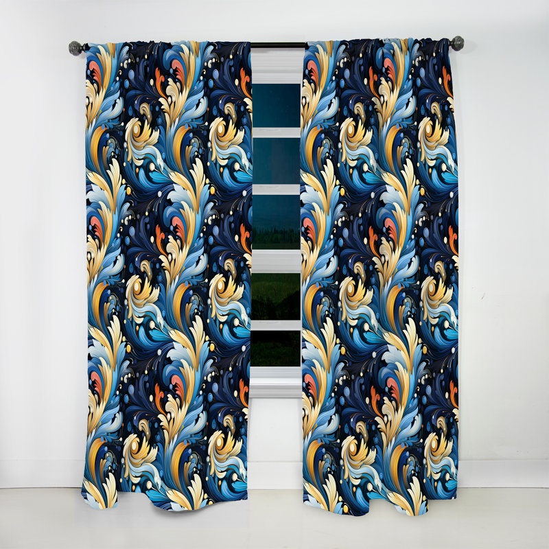 Futuriste fusion à motif cachemire III - Rideau glamour - Velours obscurcissant - 1 panneau, L 52 po x L 84 po