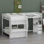 Lit superposé multifonctionnel en forme de L avec bureaux intégrés, station de charge, tiroirs de rangement, panneau perforé et lumières DEL-9964122