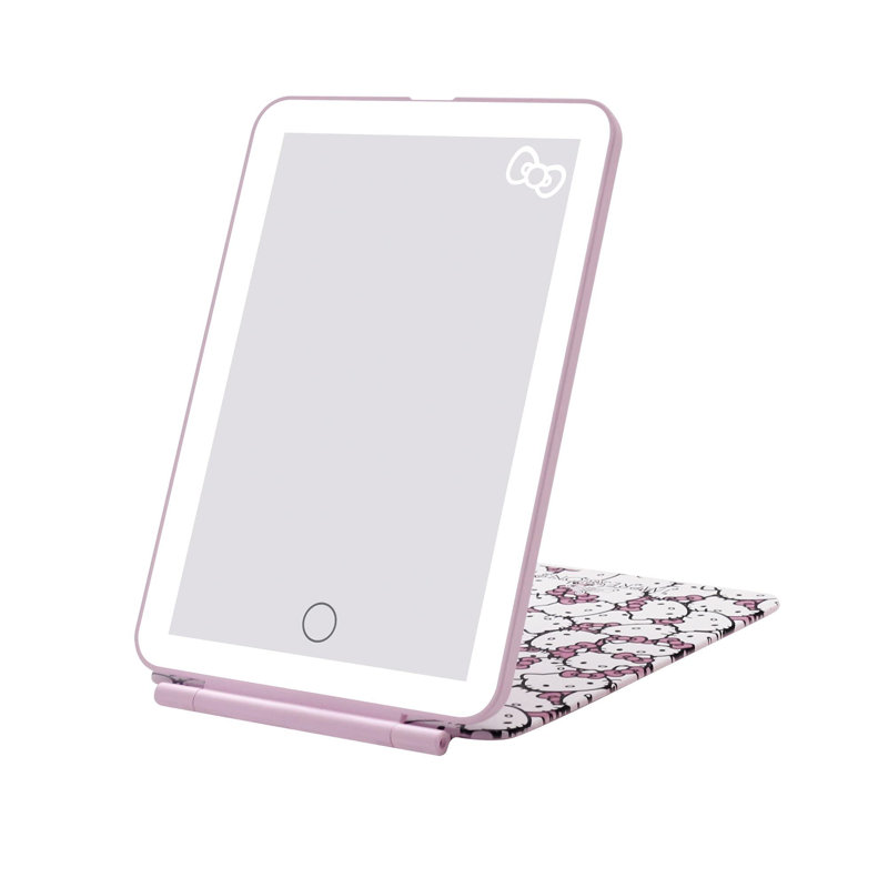 Hello Kitty Touch Pad Mini Tri-Tone Makeup Mirror with Animal Print Flip Cover and LED Strip