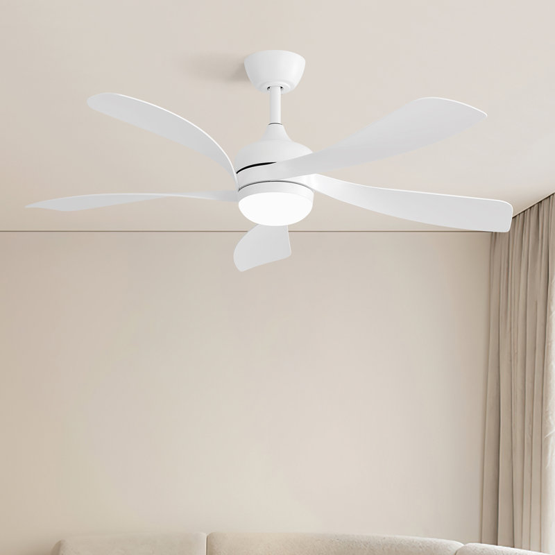 Whisper 52" 5 ABS Blade Propeller Classic Ceiling Fan with LED Lights and Remote Control, White