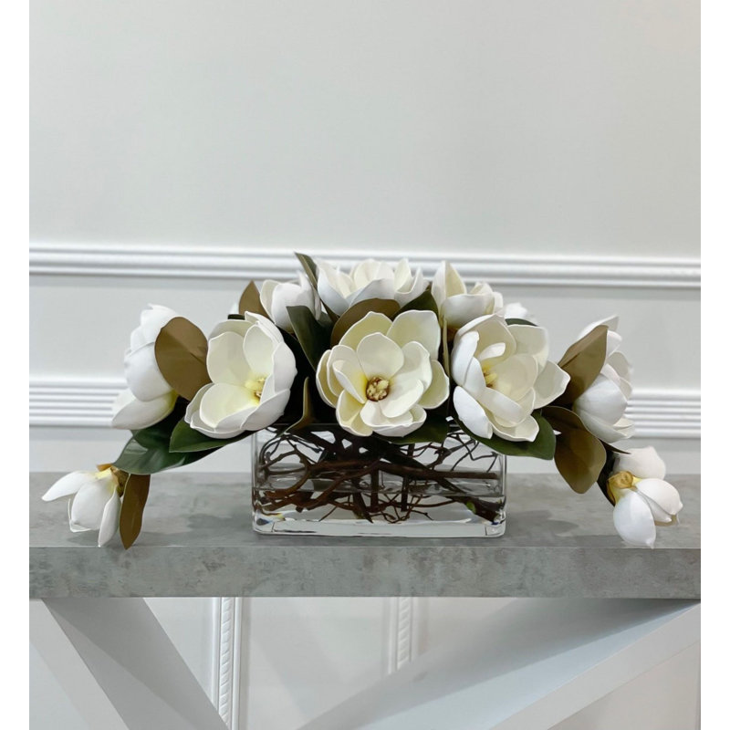White Magnolia Real-Touch Faux Floral Centerpiece