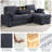 91" Convertible Sleeper Sectional Sofa with Pull-Out Bed, Storage Armrest, and Storage Chaise-1428270907