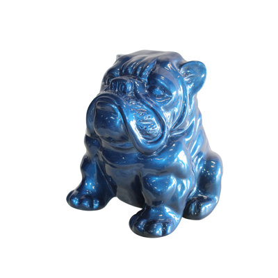 Collection Nifao Un charmant bouledogue en résine bleue, parfait pour les amoureux des chiens 19 po x 15 po x H 16 po