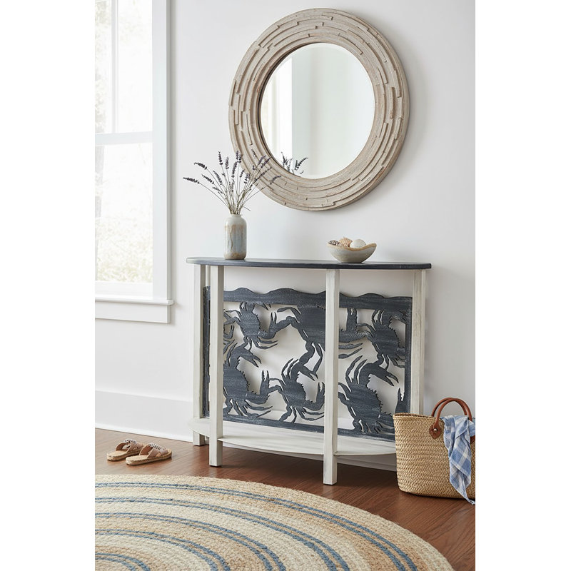 IRON ROUNDED SOFA TABLE WITH CRABS ACCENT