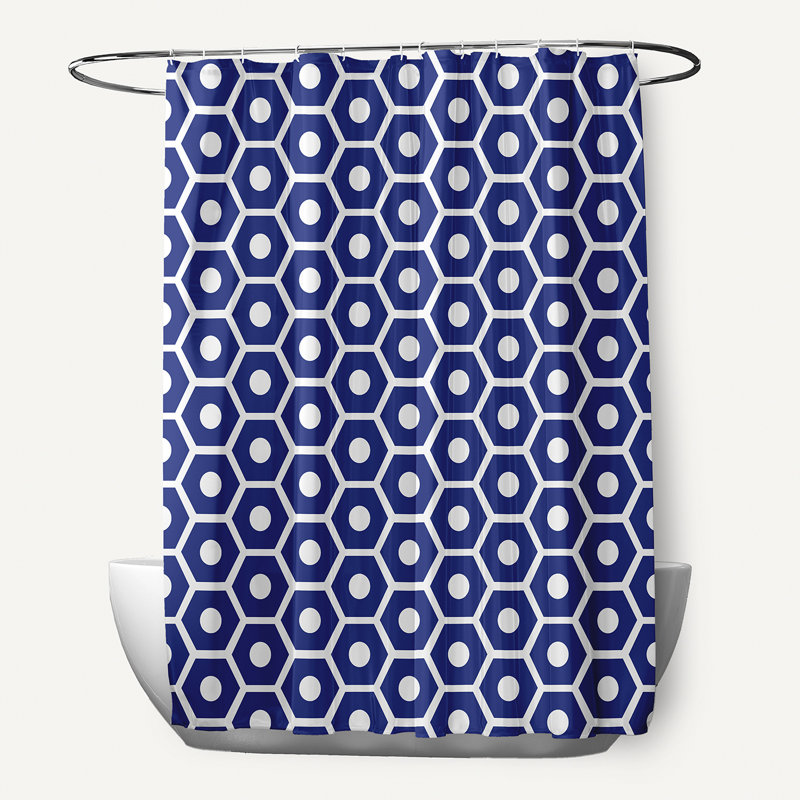 Joshi Geometric Shower Curtain, Royal Blue