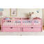 Lit plateforme simple TG avec garde-corps pleine longueur, lit plateforme pour enfants avec tiroirs de rangement, tête de lit enfantine et mignonne, rose-129507421