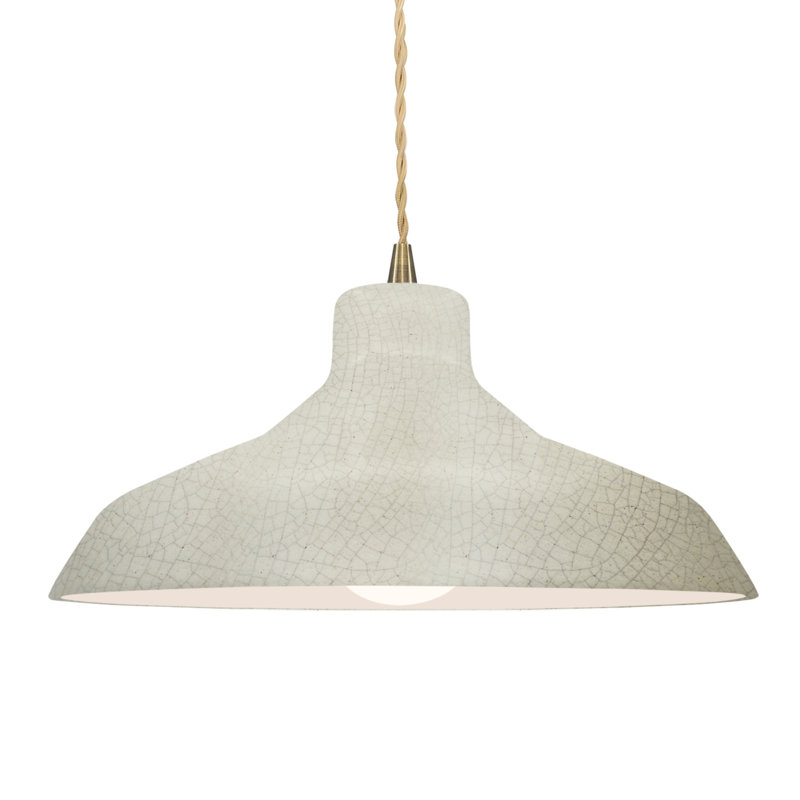Luminaire suspendu en forme de dôme à 1 lumière Fallon, H 7,5 po x l 15,5 po x P 15,5 po, Craquelure vert céladon