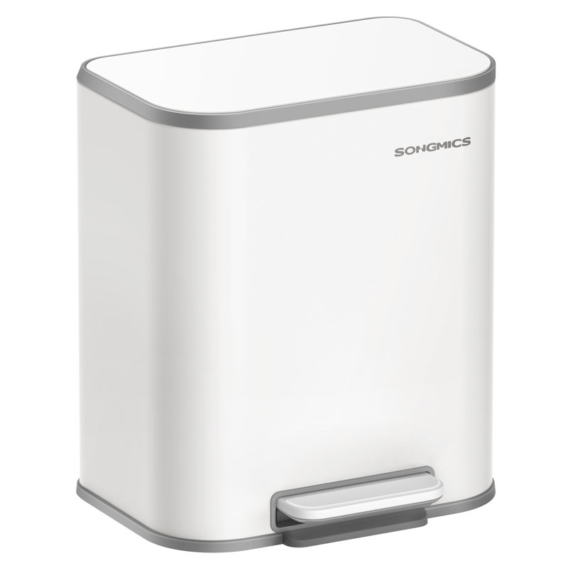 Poubelle à pédale en acier inoxydable résistante aux empreintes digitales, 5,2 gallons, Blanc