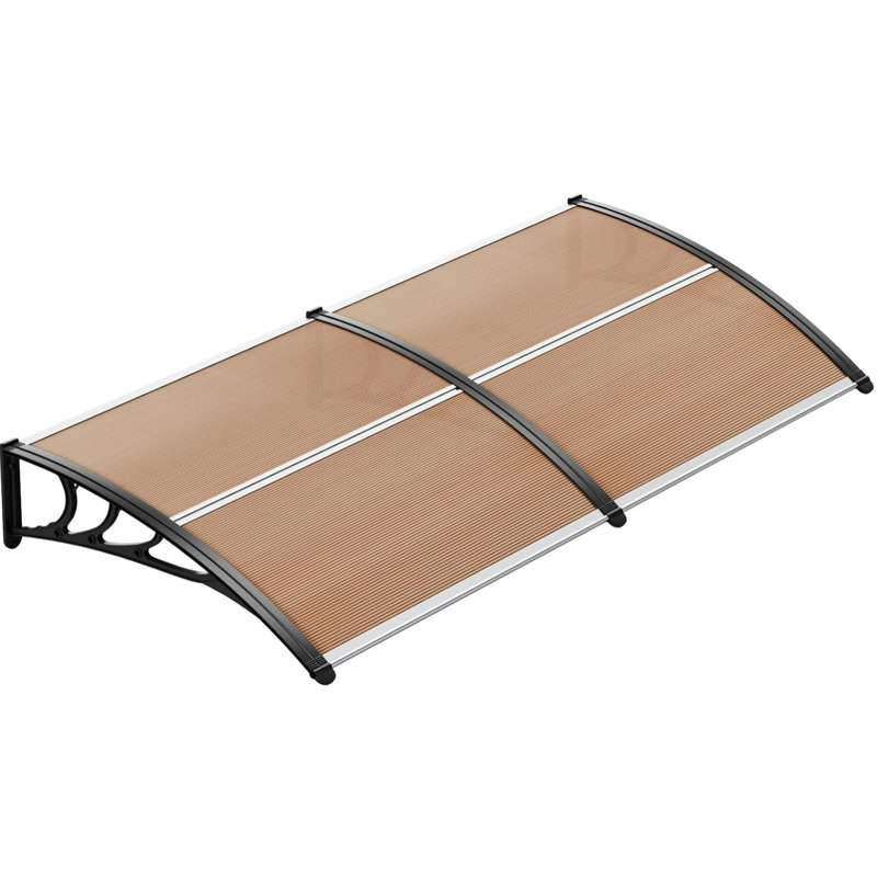 17 Stories 190cm W x 98.5cm D Polycarbonate Cover Retractable Door / Window Awning, Brown/Black