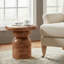 Round Mango Wood Accent Table with Stacked End Grain Base-112716626