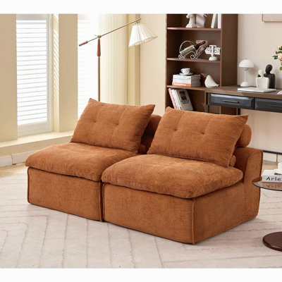 Canapé modulaire, sans accoudoirs, bricolage à souhait, tissu en chenille doux, canapé-lit à dossier nu, coin lecture ou appartement, coussin lombaire, 2 sièges, rembourré