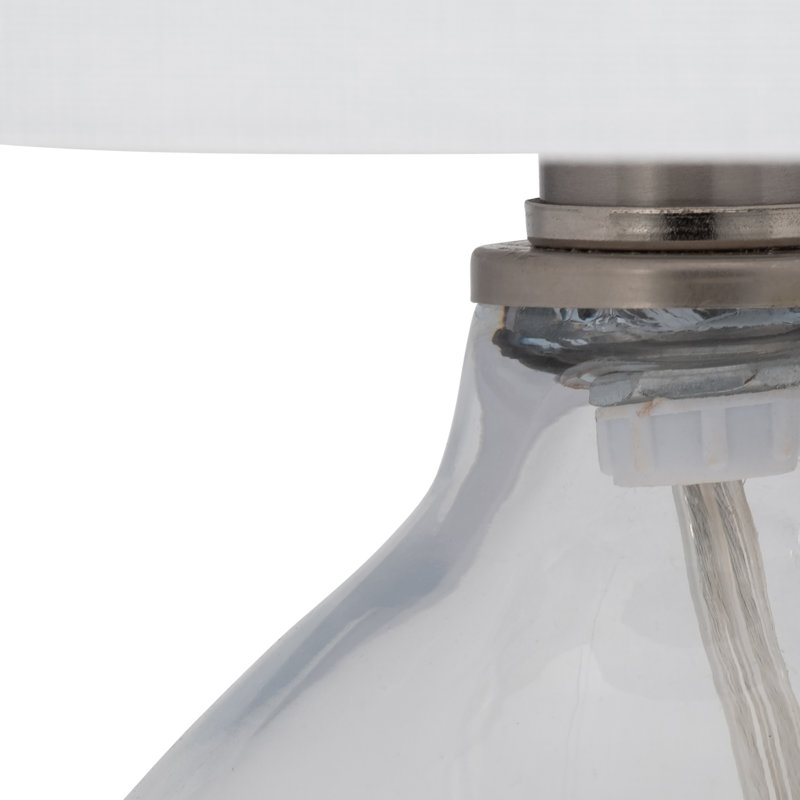 Modern Neutral 18"H Glass Solid Color Geometric Table Lamp, Set Of 2 - 12" x 12" x 18", Clear/frost