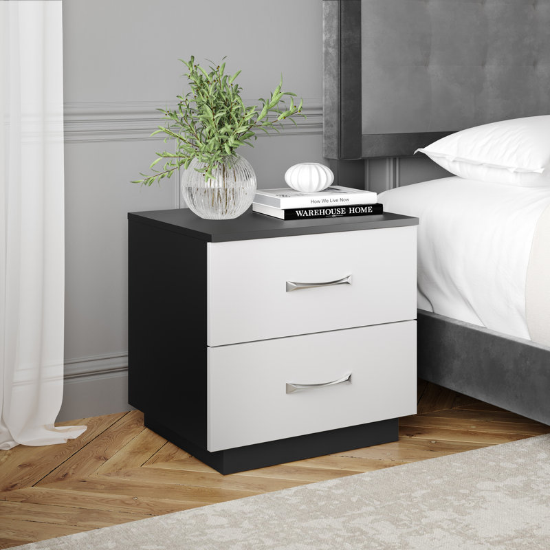 Table de chevet double Sleep Sleep, Blanc / noir