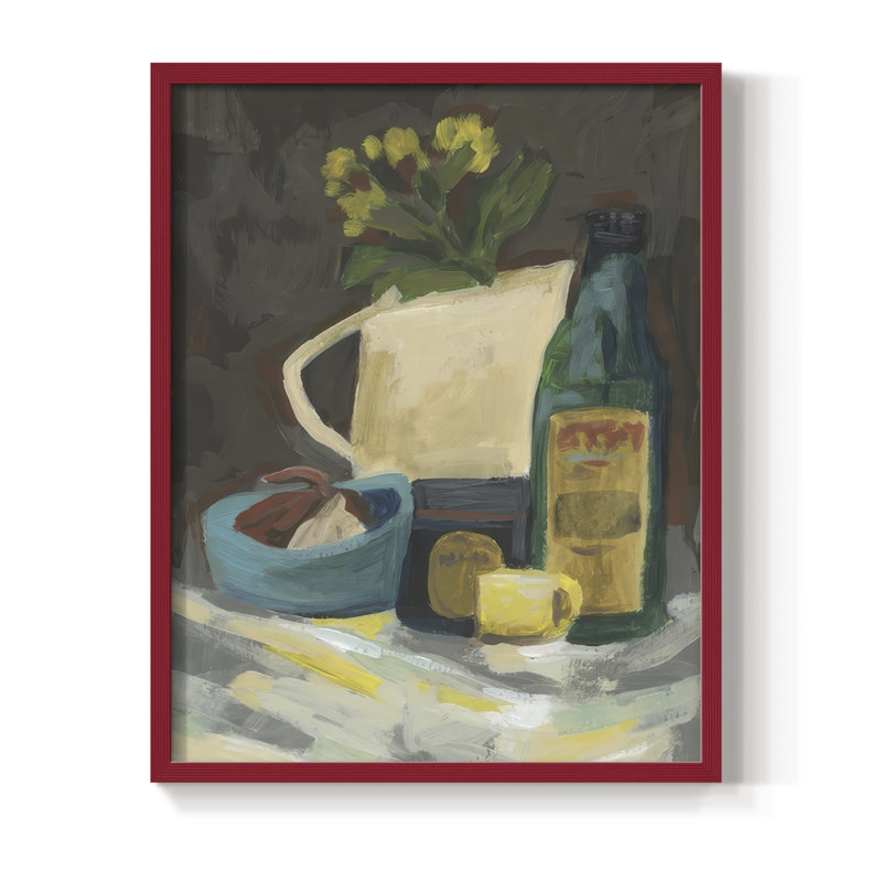 Tabletop Study II Framed Print - Solid Wood, 30" H x 24" W, Red