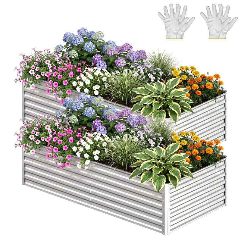 Lit de jardin surélevé en métal pour l'extérieur, H 24 po x l 72 po x P 36 po