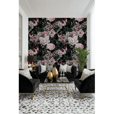 Vintage Floral Wallpaper Rose Hydrangea Peel And Stick Removable Wall Decor