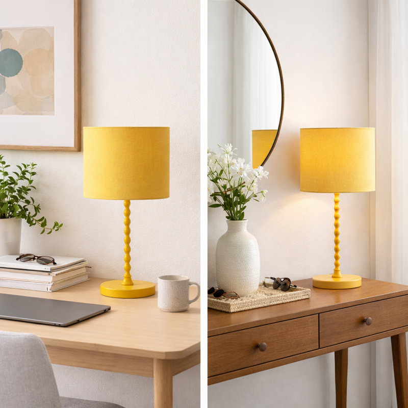 Ochre Yellow Painted Table and Nightstand Lamp