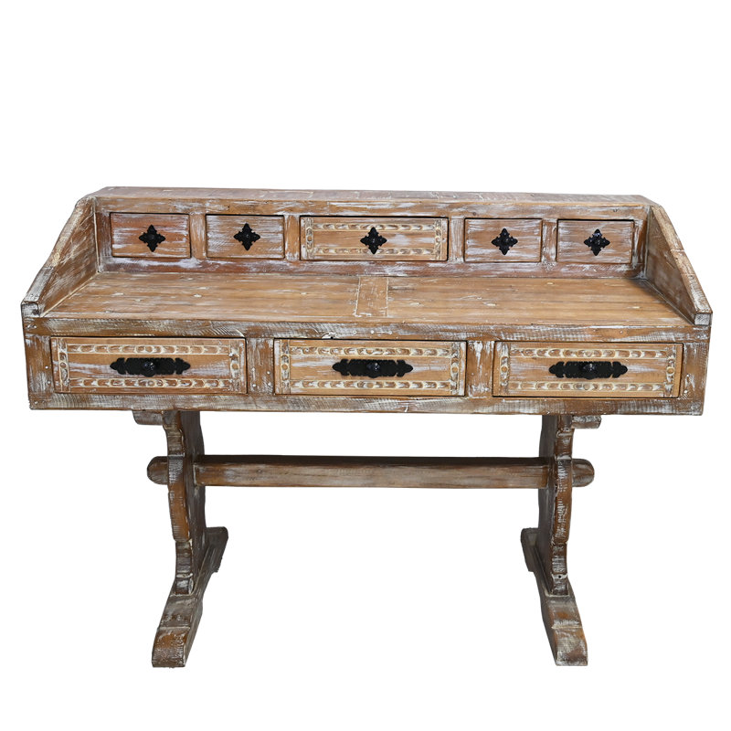 Bureau debout industriel en bois et métal