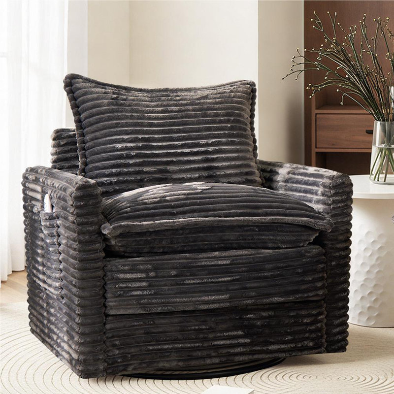 Oversized Swivel Accent Chair With Double-Layer Cushions, Comfy Reading Chair For Living Room, Bedroom, Dorm Room, Office And Waiting Room