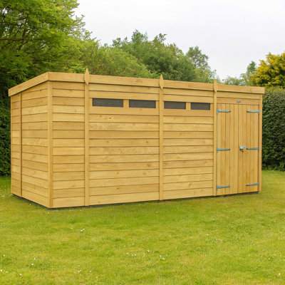 14ft x 6ft Pent Security Shed - Double Door