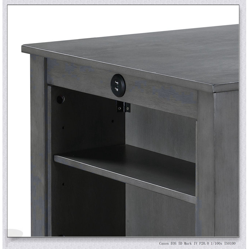 Graham 36" Gray Finish Small Space Counter Height Dining Table With USB Charging Ports And Shelves, Gray/Gray